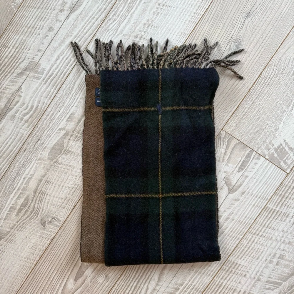 VTG Preppy Vintage 90s Ralph Lauren Polo Reversible Double Face Wool Plaid Scarf